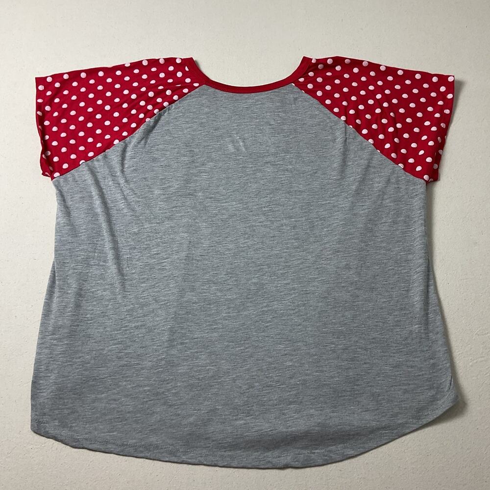 Disney Minnie Mouse Polka Dot Red and Gray Short Sleeve T-Shirt Womens 3X - Picture 3 of 8